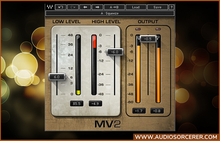 Waves MV2 audio compressor plugin.