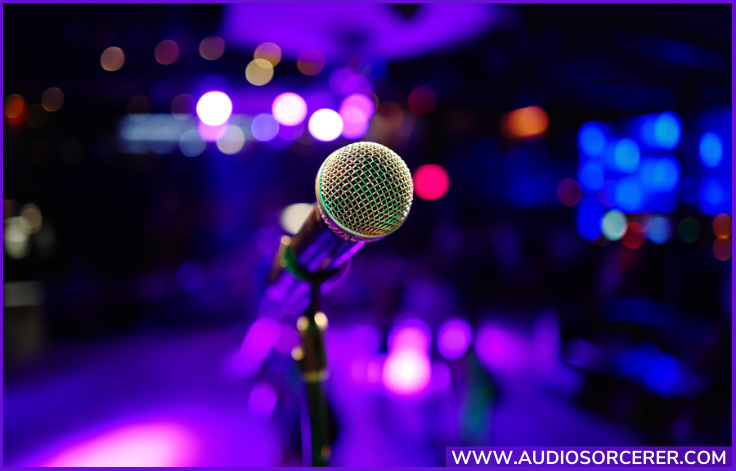 Picture of a Shure SM58 microphone representing mono recording.