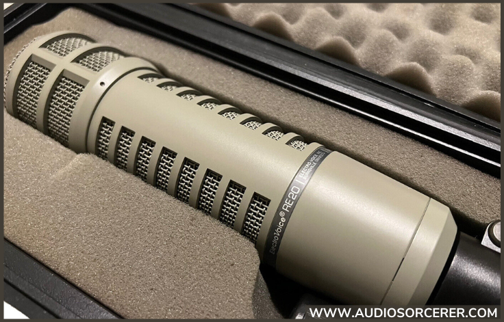 Electro-Voice RE20 Dynamic Broadcast Microphone With Variable-D in a foam case.