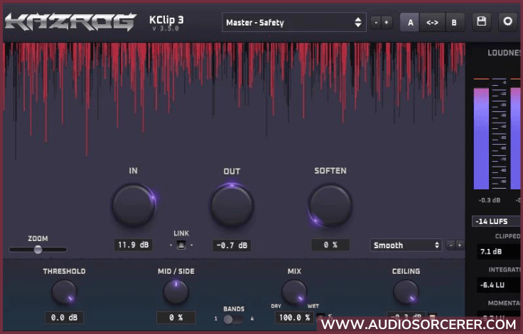 Kazrog KClip 3 audio plugin.