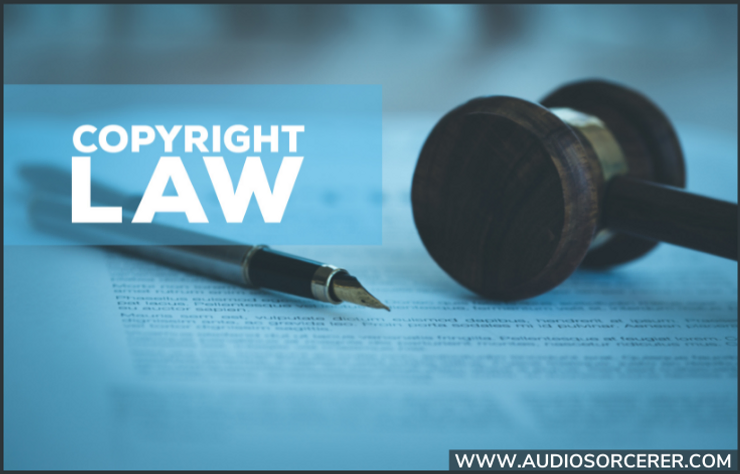 Picture of copyright law along with a gavel.