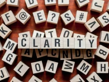 Blocks spelling out the word "clarity".