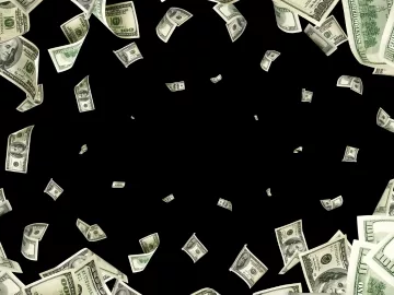 100 dollar bills outlining a black background.