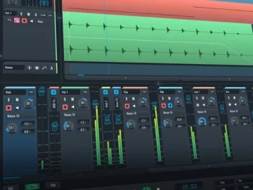 Edit and mix view of the SoundBridge DAW.