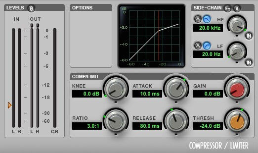 Pro Tools compressor with a hard knee setting.