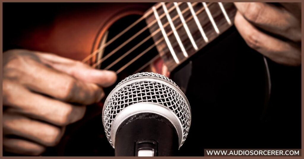 Miking an acoustic guitar over the sound hole.