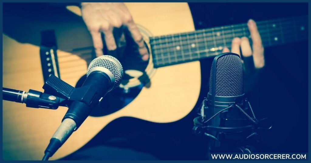 Acoustic guitar miked with the space pair technique.