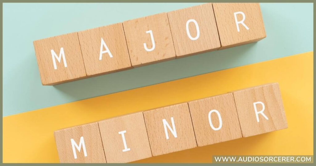 The words major and minor spelled out in blocks.