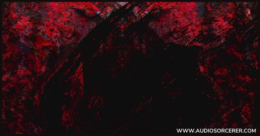 An artistic piece showcasing the devil representing the Locrian mode in music.