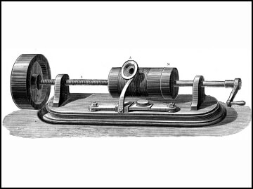 A model of Thomas Edison's first phonograph.