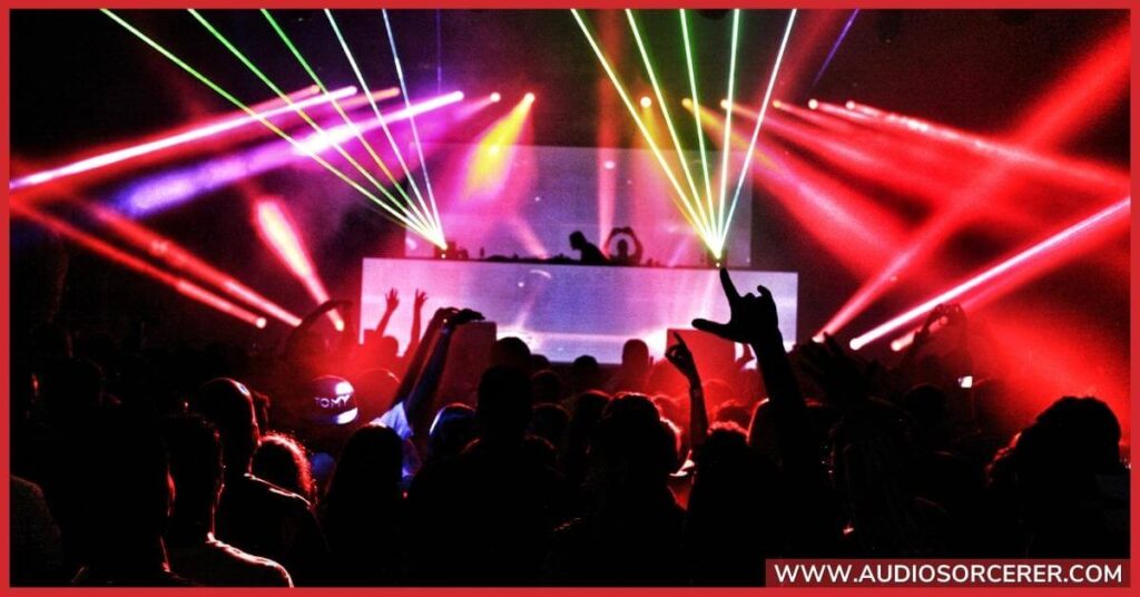 Electronic dance music at a club.