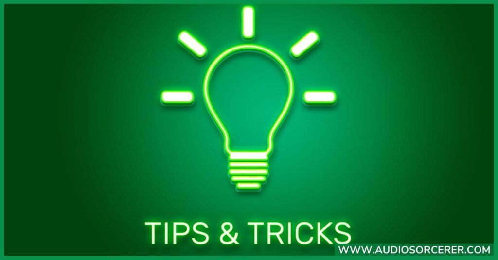 A light bulb with the words "tip & tricks" beneath it.