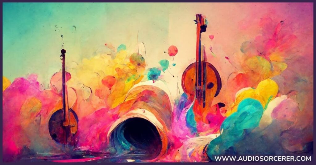 A painting of instruments showcasing texture in music.