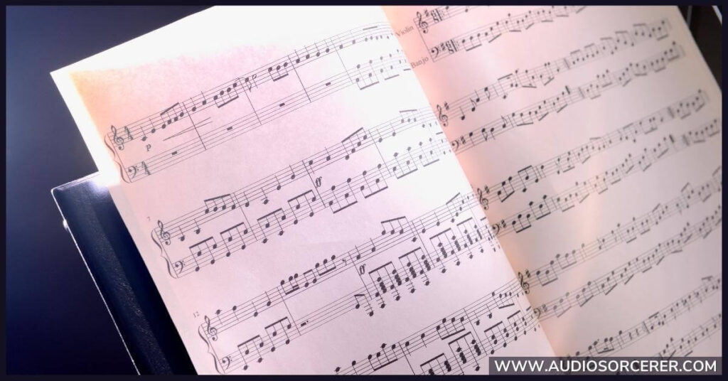 A piece of music with different elements creating an overall texture.