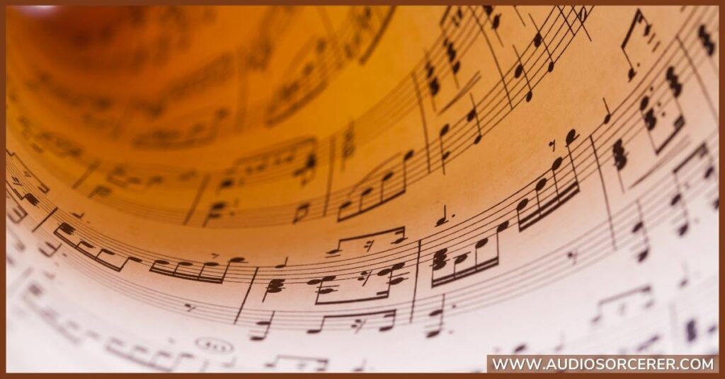 Notes on a musical staff representing polyphonic texture.