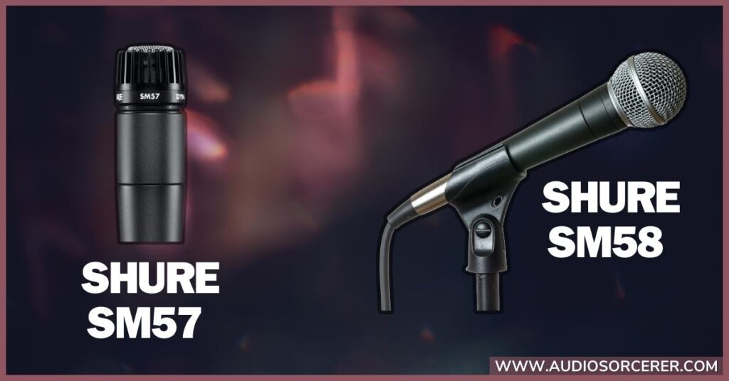 Shure SM7 and Shure SM58 microphones.