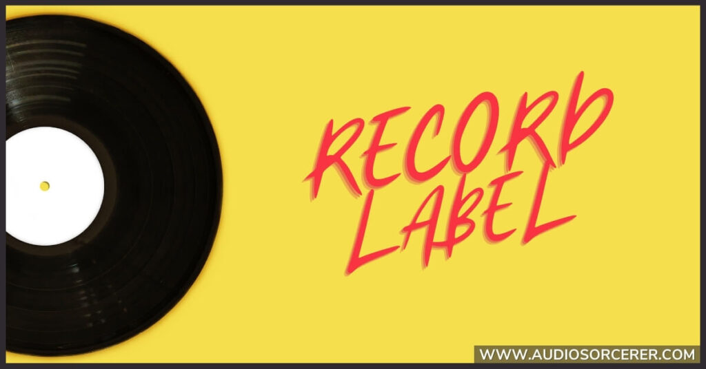 A black vinyl record with the text "Record Label" next to it.