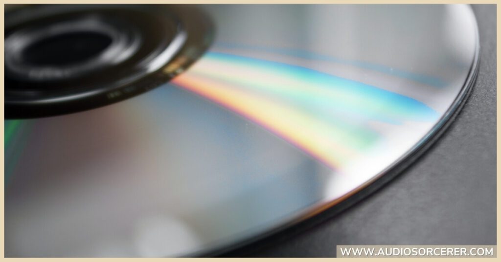 A compact disc on a table.