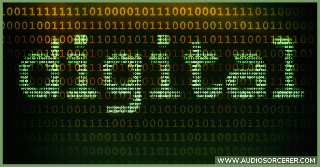 The word digital made up of ones and zeros.