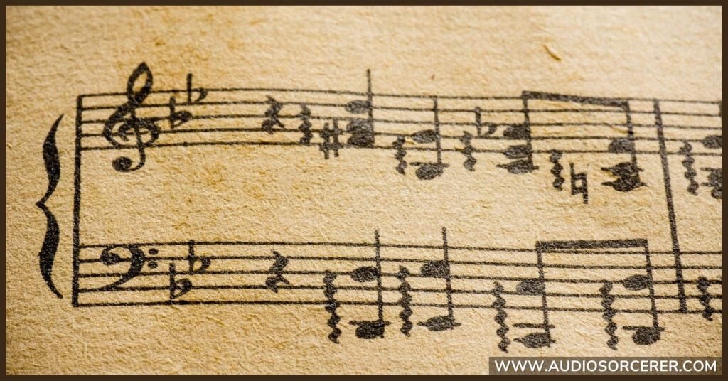 Music notation showing both treble and bass clef.