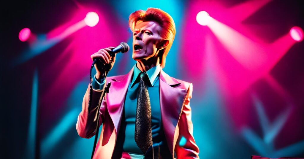 David Bowie singing live with plate reverb on his voice.
