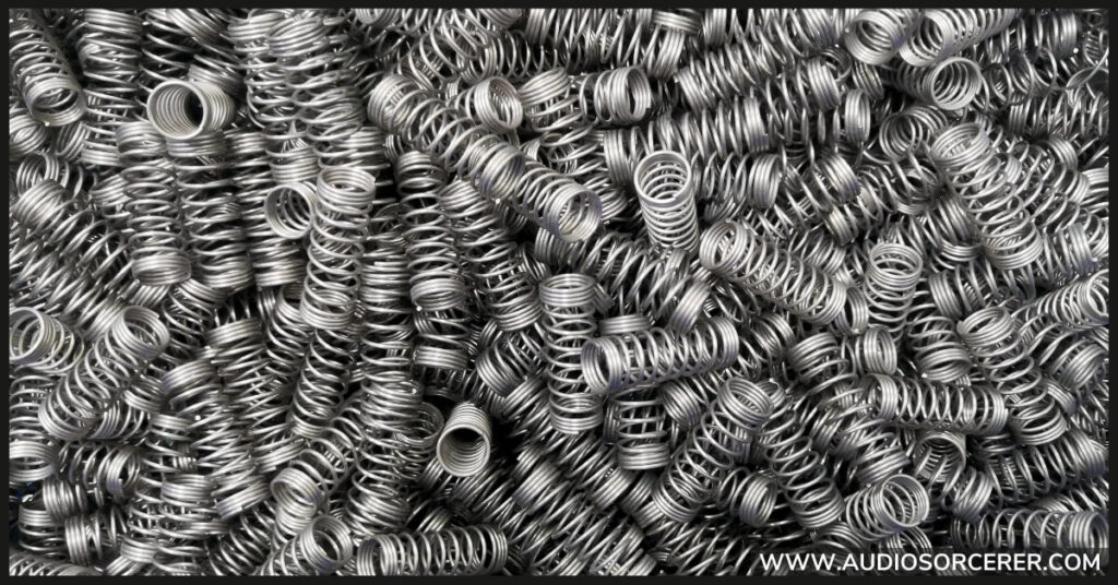 A pile of springs representing spring reverb.