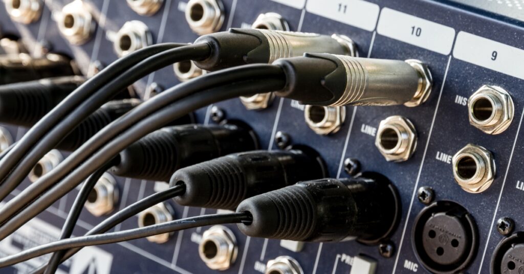 line level signals connected to a mixer.