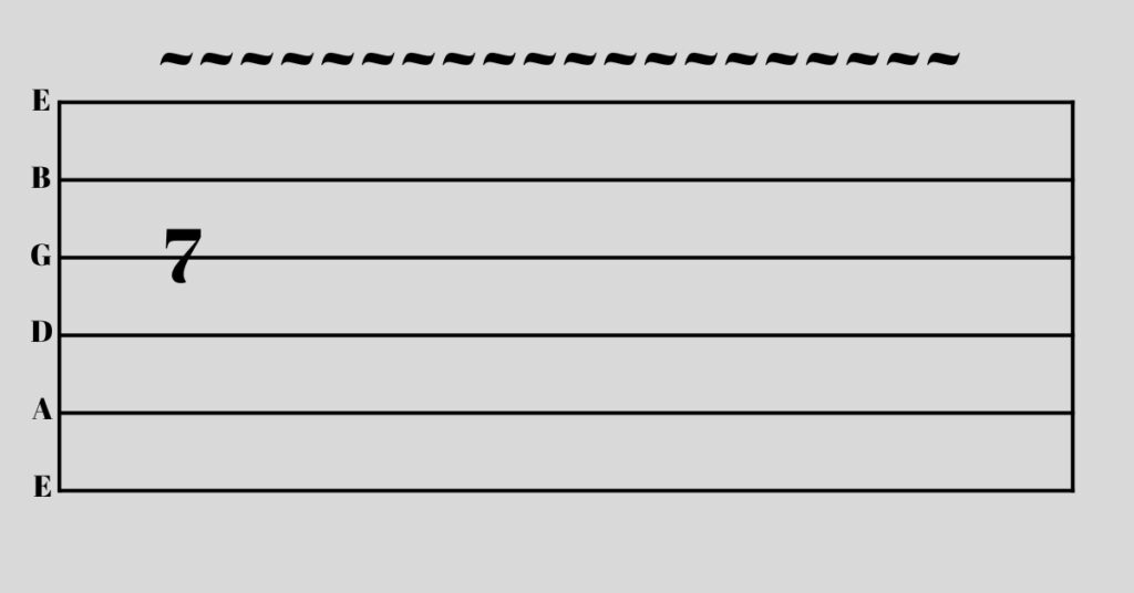 Guitar tab example of using a whammy bar to create tremolo.