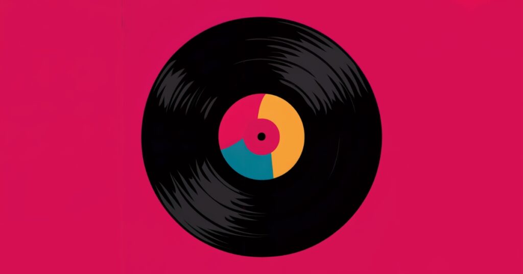 Illustration of a vinyl record.