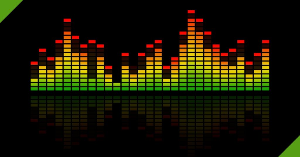 Illustration of green, yellow, and red EQ bands.